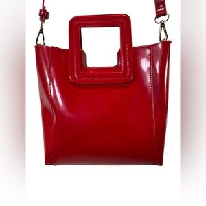 FFC NEW YORK ANABEL MEDIUM Faux Patent Red Detachable Strap Crossbody Handbag